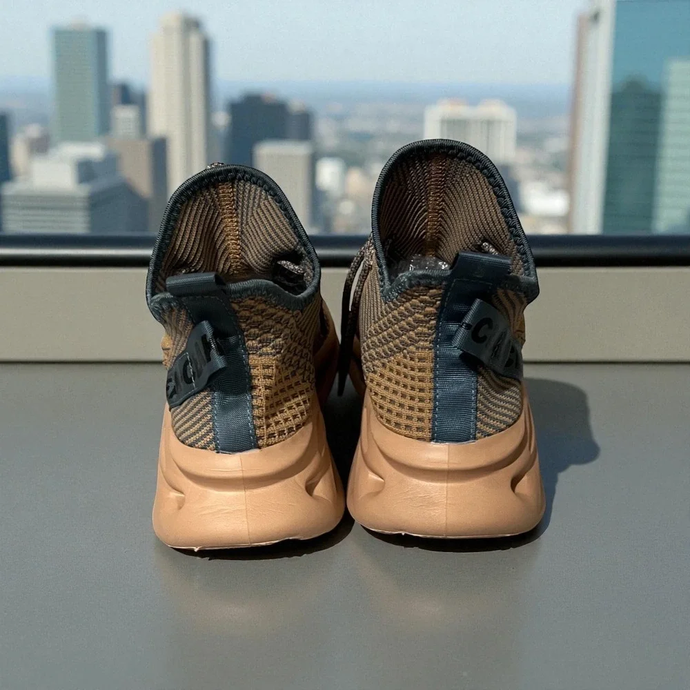 Men's Brown and Blue Athletic Shoes with Mesh Upper and Sporty Design Size‎ 8